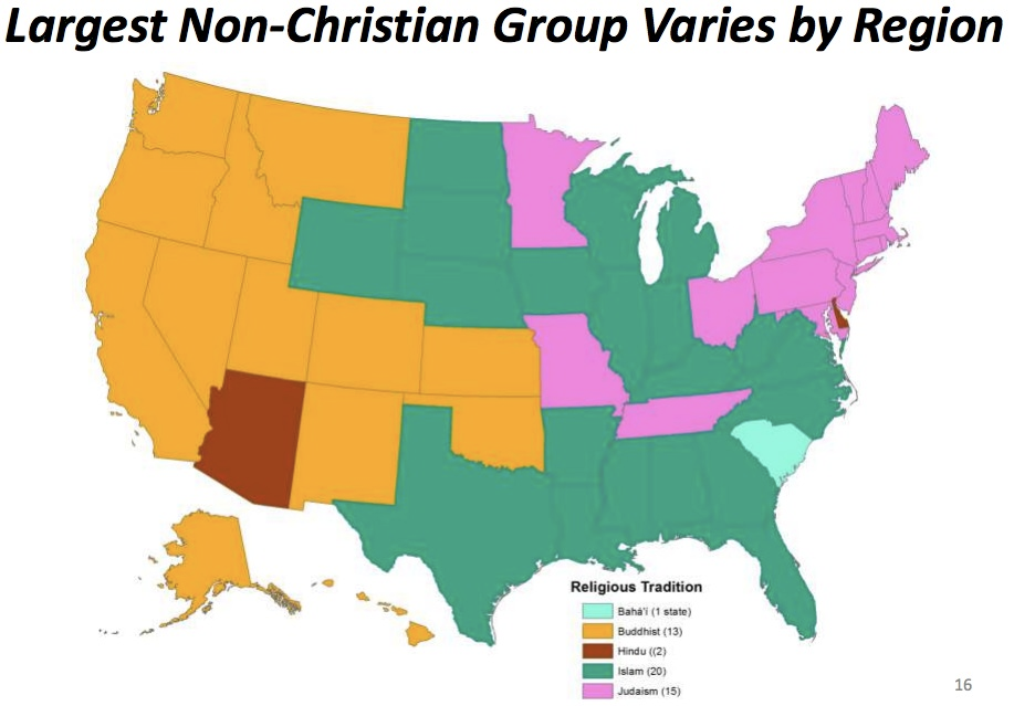 La nouvelle carte des religions aux USA : de plus en plus de musulmans